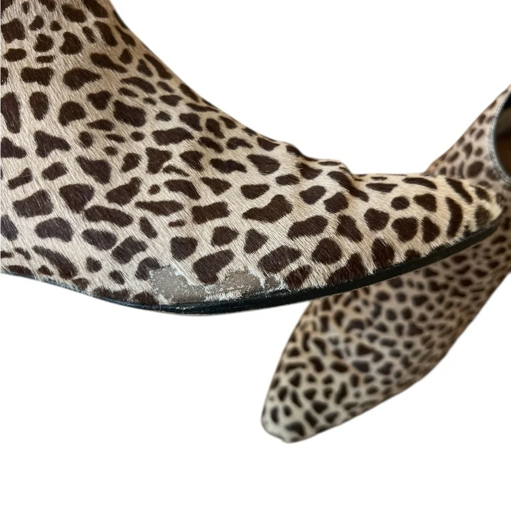 Walter Steiger Leopard Print Pony Hair Ankle Back Zipper with Ball Pull